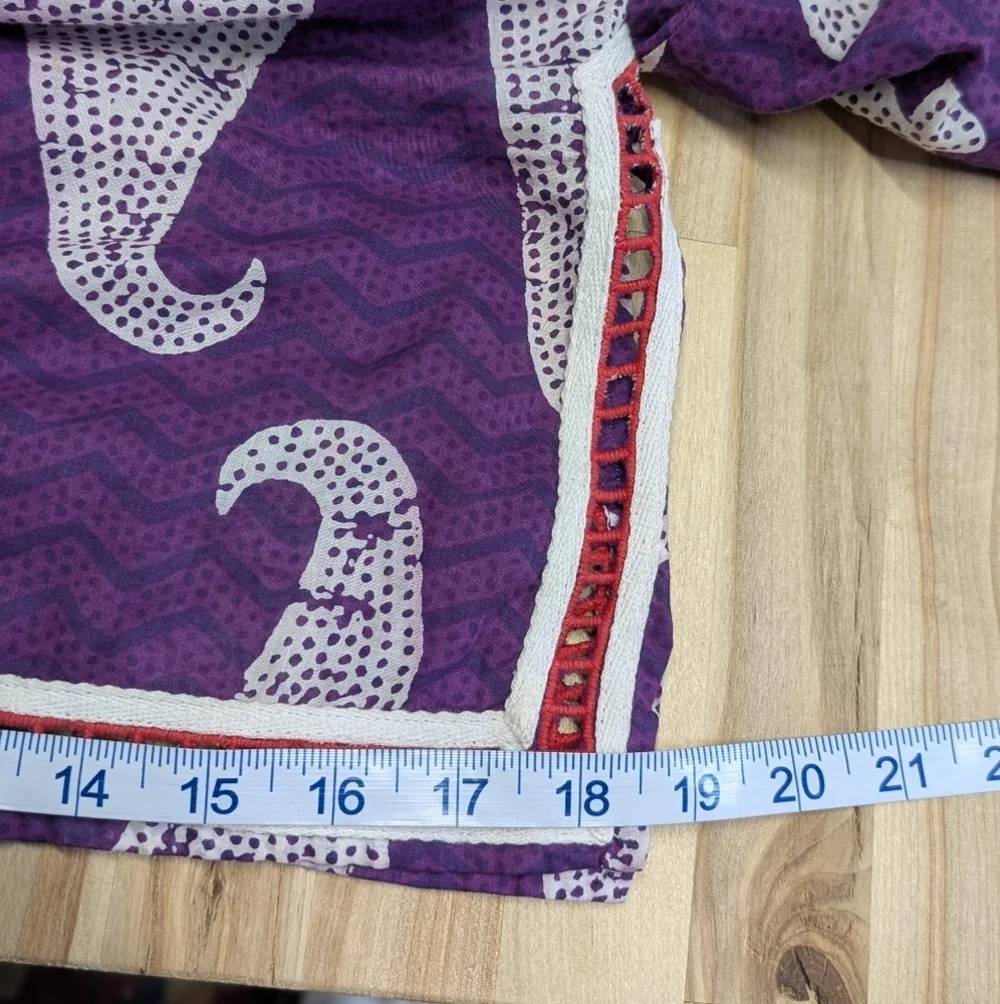 Tory Burch Cotton Purple Paisley Tunic Top Beaded Mirror And Embroidery 0 Loose